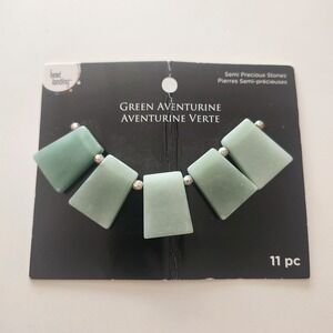 Bead Landing Green Aventurine Semi Precious Stones Rectangular Focal Beads 11pc